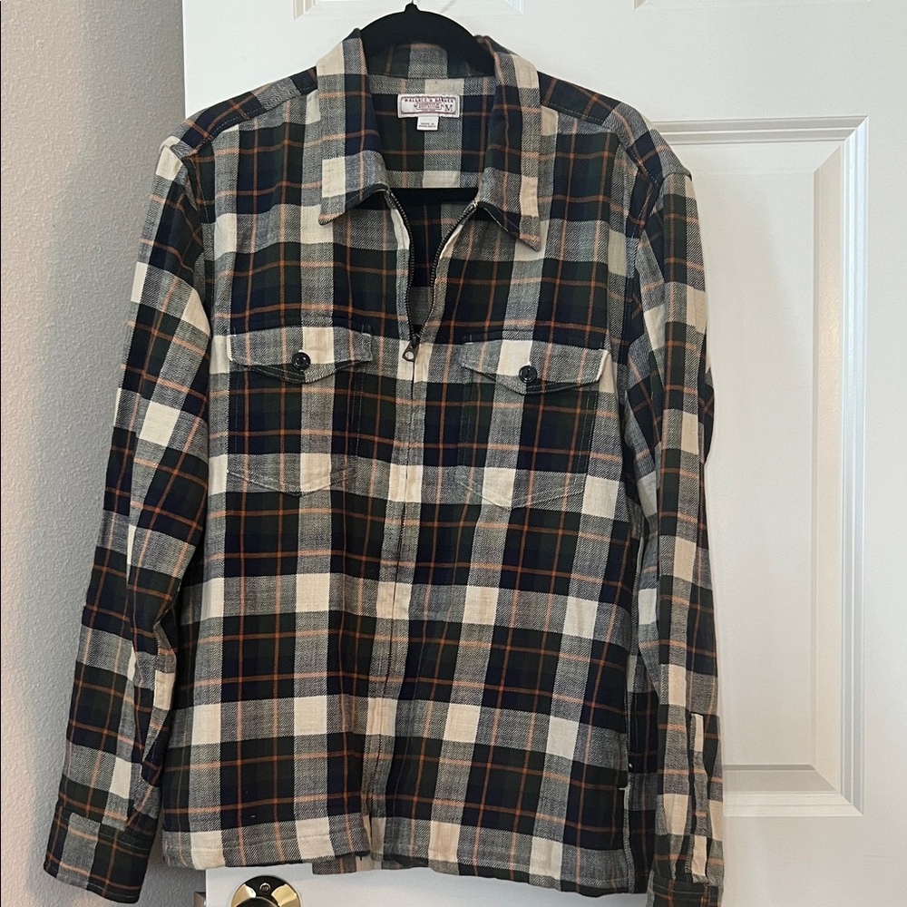 Wallace & Barnes Navy and Cream Plaid Shirt